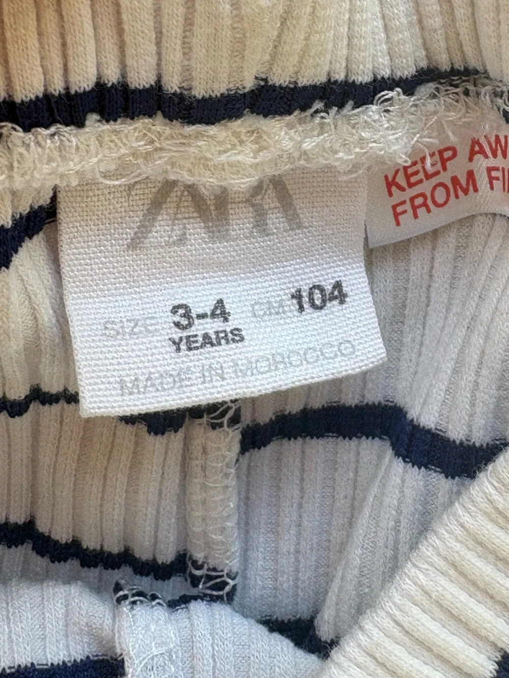 ZARA White and Navy Striped Kids Jumpsuit Set